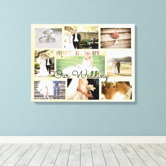 Gepersonaliseerde bruiloft foto Collage Wall Art C Canvas Afdruk (Insitu (Houten vloer))