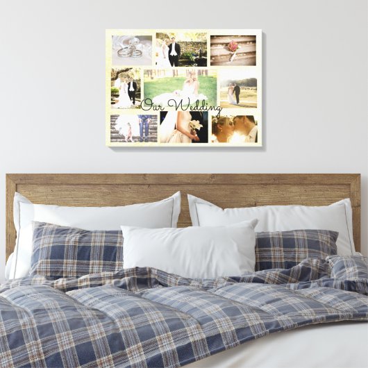 Gepersonaliseerde bruiloft foto Collage Wall Art C Canvas Afdruk (Insitu (Slaapkamer))