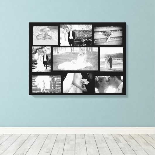 Gepersonaliseerde bruiloft foto Collage Wall Art Canvas Afdruk (Insitu (Houten vloer))