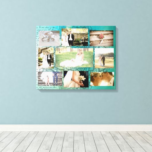 Gepersonaliseerde bruiloft foto Collage Wall Art Canvas Afdruk (Insitu (Houten vloer))