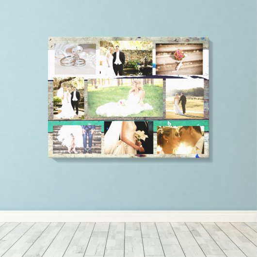 Gepersonaliseerde bruiloft foto Collage Wall Art Canvas Afdruk (Insitu (Houten vloer))