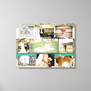 Gepersonaliseerde bruiloft foto Collage Wall Art Canvas Afdruk