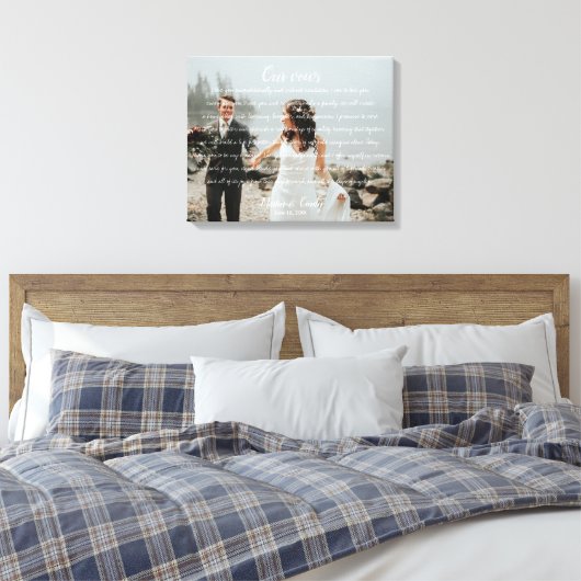 Gepersonaliseerde bruiloft foto & geloften Canvas (Insitu (Slaapkamer))