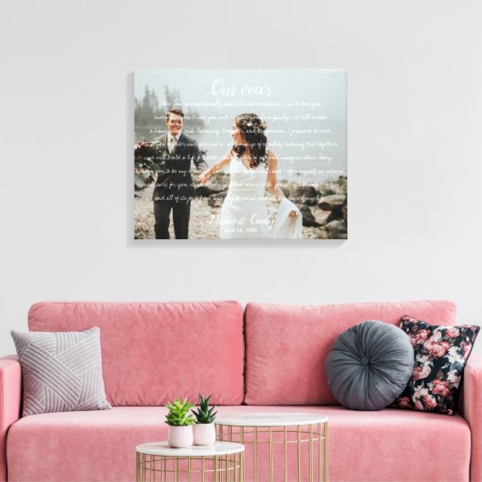 Gepersonaliseerde bruiloft foto & geloften Canvas (Insitu (Woonkamer))