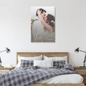 Gepersonaliseerde bruiloft foto Goud Liefde Kallig Canvas Afdruk (Insitu (Slaapkamer))
