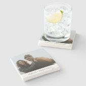 Gepersonaliseerde bruiloft foto Jubileum Keepsake Stenen Onderzetter (Zijkant)