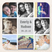 Gepersonaliseerde bruiloft foto moderne collage kartonnen onderzetters (Voorkant)