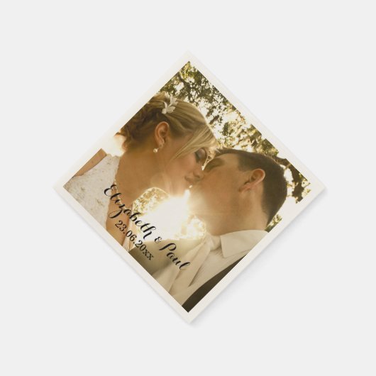 Gepersonaliseerde bruiloft foto monogram servetten (Hoek)