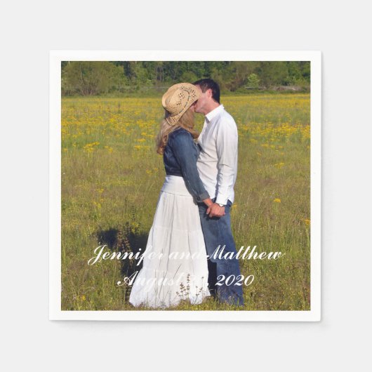 Gepersonaliseerde bruiloft foto papier servetten (Voorkant)