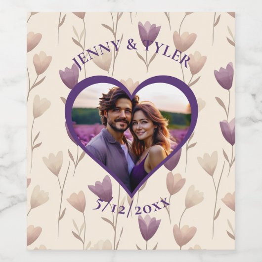 Gepersonaliseerde bruiloft | Fotosjabloon Wijn Etiket (Enkel label)