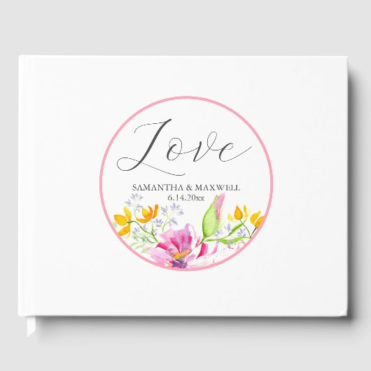 Gepersonaliseerde bruiloft gastenboeken Floral (Voorkant)