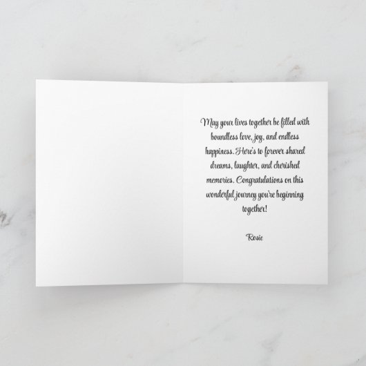 Gepersonaliseerde bruiloft Gefeliciteerd Kaart | A (Binnen)