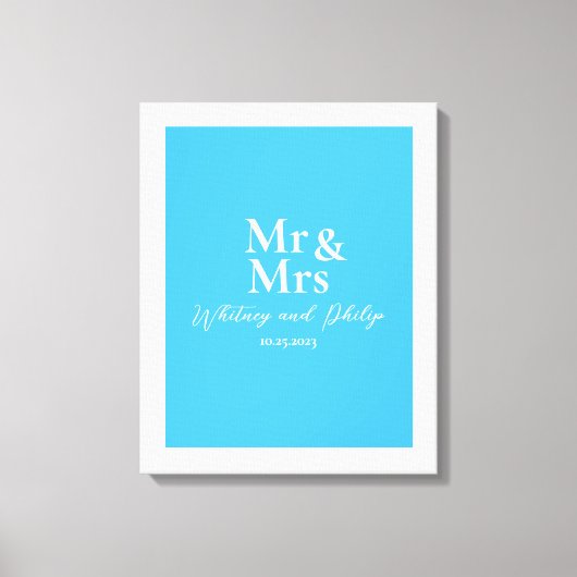 Gepersonaliseerde bruiloft gelooft Mr. Cayman Blue Canvas Afdruk (Voorkant)