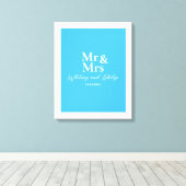 Gepersonaliseerde bruiloft gelooft Mr. Cayman Blue Canvas Afdruk (Insitu (Houten vloer))