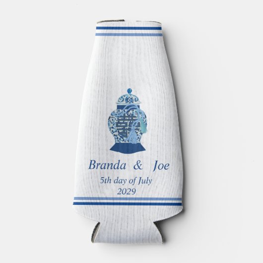 Gepersonaliseerde bruiloft gember pot kan fles koe flesjeskoeler (Voorkant)