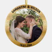 Gepersonaliseerde bruiloft | Glitterijgoud achterg Keramisch Ornament (Voorkant)