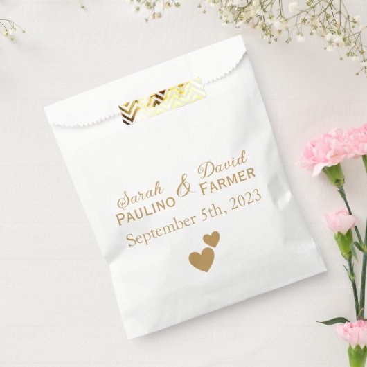 Gepersonaliseerde bruiloft gouden harten bedankzakje (Gezegeld)