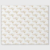 Gepersonaliseerde bruiloft gouden harten cadeaupapier (Vlak)