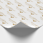 Gepersonaliseerde bruiloft gouden harten cadeaupapier (Hoek)