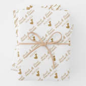 Gepersonaliseerde bruiloft gouden harten inpakpapier vel (In situ)