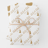 Gepersonaliseerde bruiloft gouden harten inpakpapier vel (In situ)