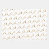 Gepersonaliseerde bruiloft gouden harten inpakpapier vel (Voorkant)