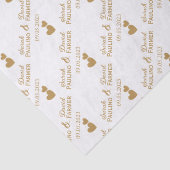 Gepersonaliseerde bruiloft gouden harten tissuepapier (Detail)