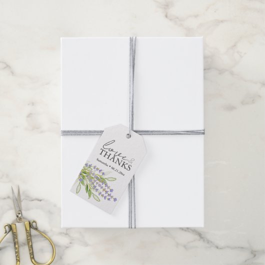 Gepersonaliseerde bruiloft gunst Labels lavendel Cadeaulabel (Met Touw)