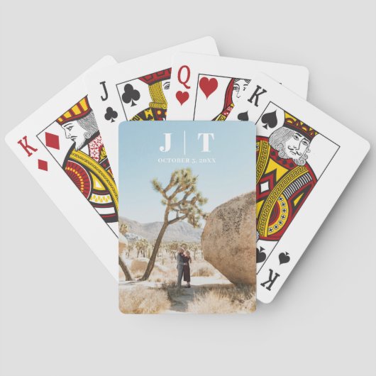 Gepersonaliseerde bruiloft gunsten Monogram Speelk Pokerkaarten (Achterkant)