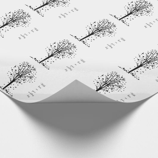 Gepersonaliseerde bruiloft hart boom cadeaupapier (Hoek)