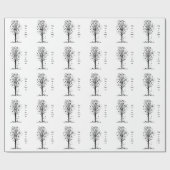 Gepersonaliseerde bruiloft hart boom cadeaupapier (Vlak)