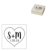 Gepersonaliseerde bruiloft hart stempel met Initia (Gestempeld)