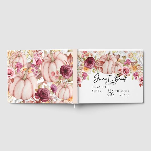 Gepersonaliseerde bruiloft herfst roze bordeaux po gastenboek (Volledig)
