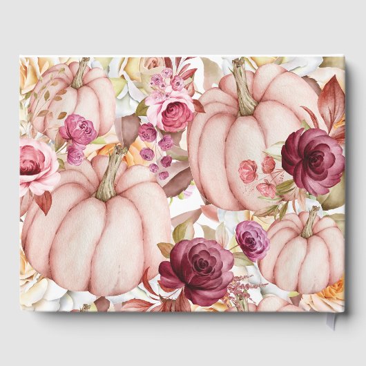 Gepersonaliseerde bruiloft herfst roze bordeaux po gastenboek (Achterkant)