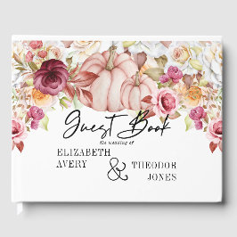 Gepersonaliseerde bruiloft herfst roze bordeaux po gastenboek