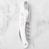 gepersonaliseerde bruiloft in rosegold corkschroef kurkentrekker (Achterkant)