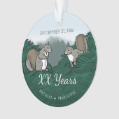 Gepersonaliseerde bruiloft Jubileum Eekhoorns Ornament (voorkant)
