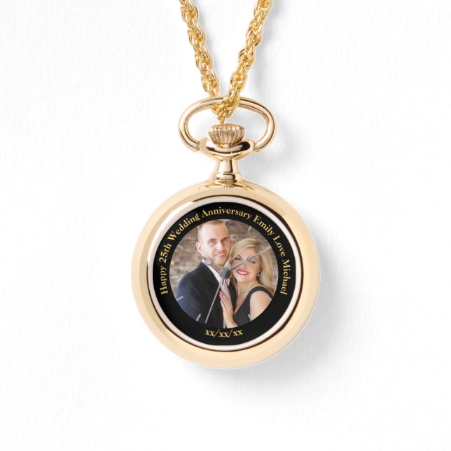 Gepersonaliseerde bruiloft Jubileum FOTO Custom Ha Horloge (Voorkant)