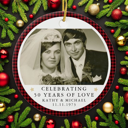 Gepersonaliseerde bruiloft Jubileum foto Keramisch Ornament