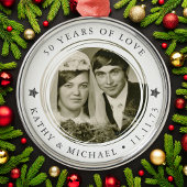 Gepersonaliseerde bruiloft Jubileum foto Metalen Ornament
