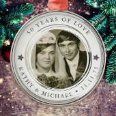 Gepersonaliseerde bruiloft Jubileum foto Metalen Ornament