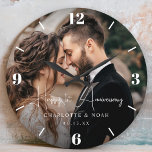 Gepersonaliseerde bruiloft Jubileum Grote Klok<br><div class="desc">Herinner uw speciale momenten met onze gepersonaliseerde bruiloft Jubileum grote klok,  met een modern ontwerp met chique script. Personaliseer het met uw favoriete paar foto om een elegant en betekenisvol verjaardagscadeau te creëer,  ideaal voor het vieren van uw trouwdag of als een unieke Valentijnsdag souvenir!</div>