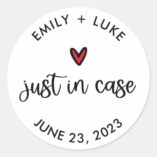 Gepersonaliseerde bruiloft Just in Hoesje Recovery Ronde Sticker (Voorkant)