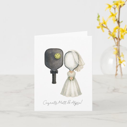 Gepersonaliseerde bruiloft Kaart voor Pickleball l (Gele Bloem)