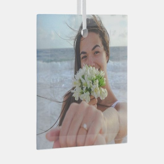 Gepersonaliseerde bruiloft, Kerstmis koppels Glas Ornament (Voorkant Rechts)