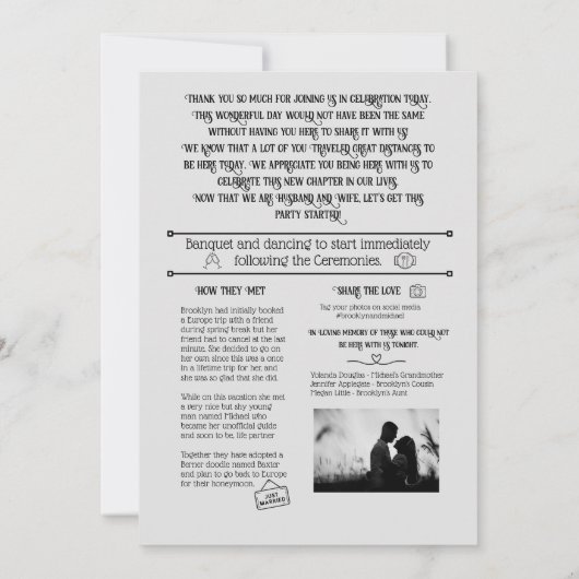 Gepersonaliseerde bruiloft krantenprogramma save the date (Achterkant)