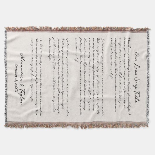 Gepersonaliseerde bruiloft lied Lyric Blanket Deken (Voorkant)