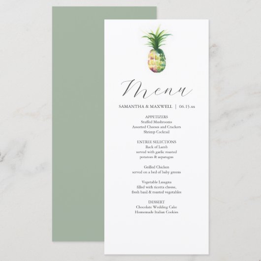 Gepersonaliseerde bruiloft Menu Kaarten Tropische  (Voorkant / Achterkant)