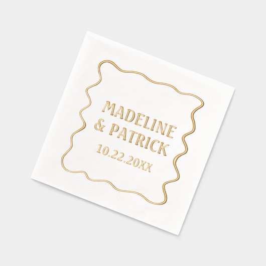 Gepersonaliseerde bruiloft Modern Wavy Border Part Folie Servetten (Links)