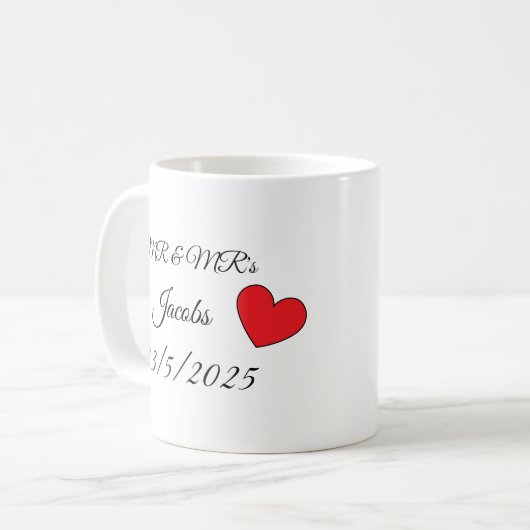 Gepersonaliseerde bruiloft Mok – Aangepaste naam e (Voorkant links)